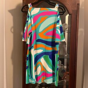 Jude Connally Anya Ocean Abstract Aqua Dress